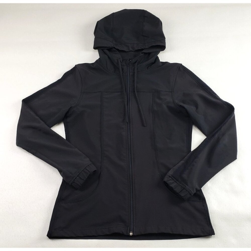 Albion Full Zip Hooded Jacket Womens Small Black Active Lightweight Jacket